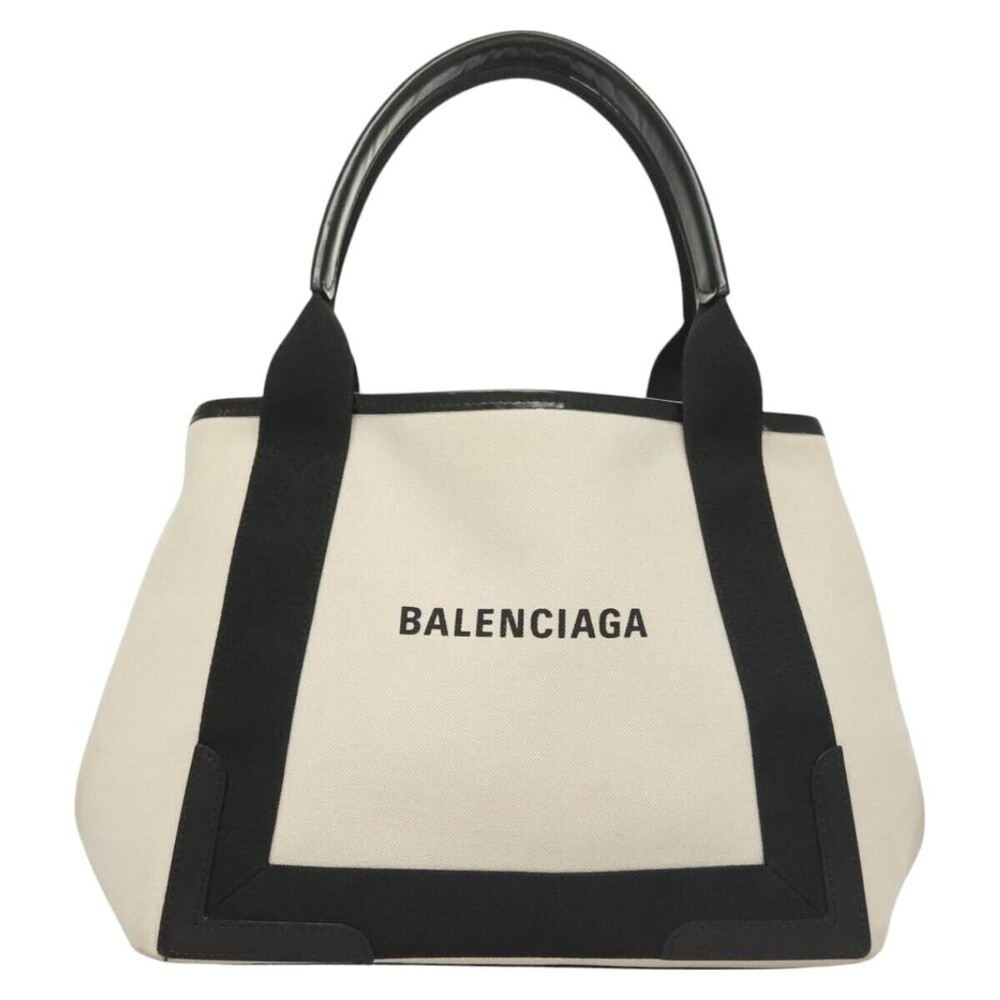 Balenciaga Navy Cabas Canvas with Leather Medium